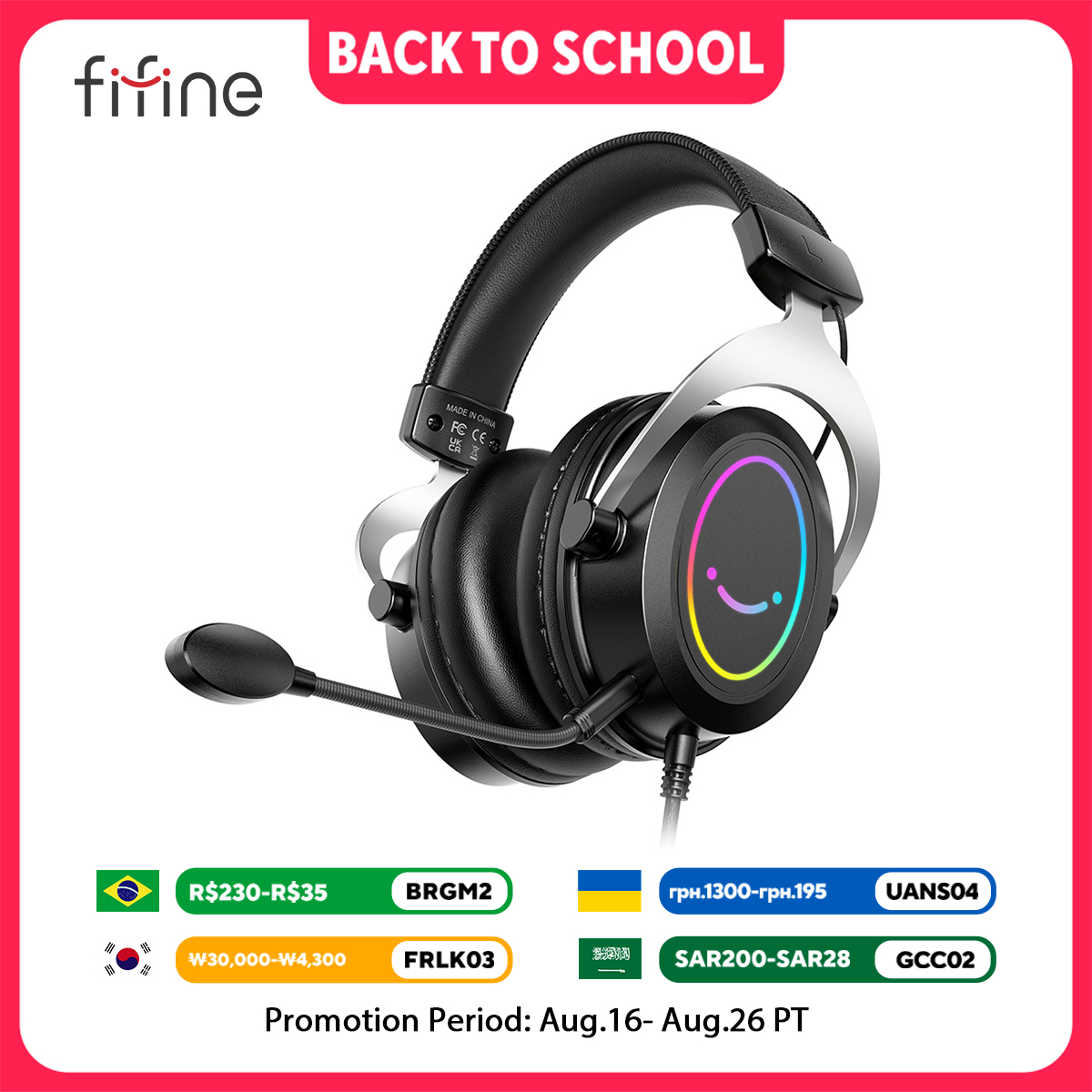Gaming Headset Rgb - Zestaw słuchawkowy do gier FIFINE z